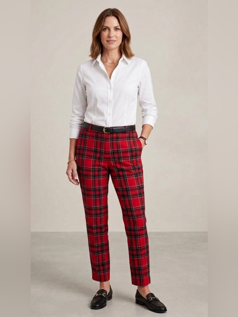 Vineyard Vines Red and Black Plaid Ankle Pants